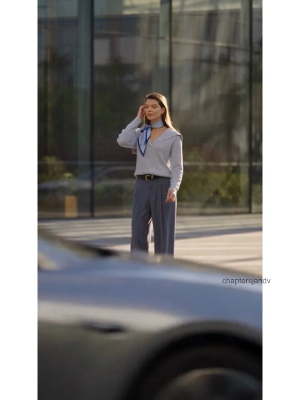 Ribbed Knit Lapel V-Neck Long Sleeve Pullover Sweater Business Casual